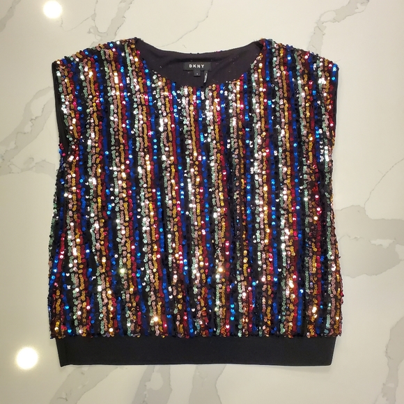 DKNY small women's sequined banded pullover shirt